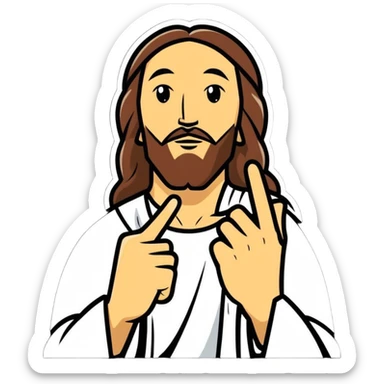 Jesus Christ character flipping the middle finger sticker