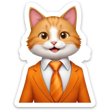 happy boy cat wearing a professional necktie, cheerful expression sticker