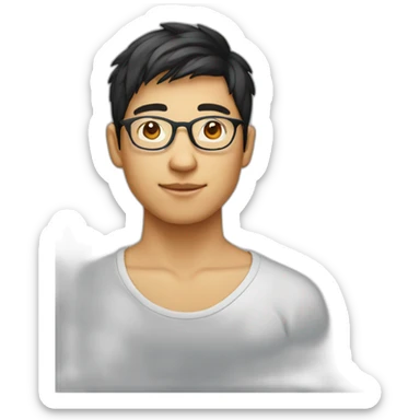young-asian-man-with-round-glasses-natural-parm sticker
