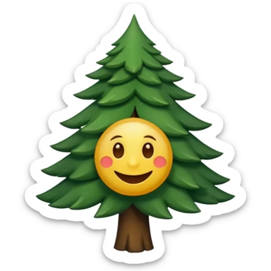 sapin avec des yeux noirs luisants, sourire en coin sticker