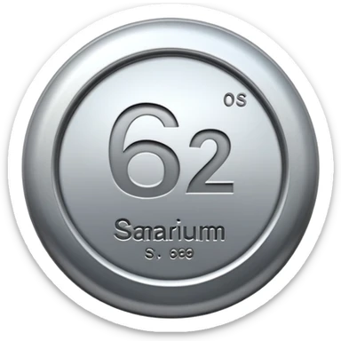 samarium rare earth metal, silvery metal, chemical element Sm, atomic number 62 sticker
