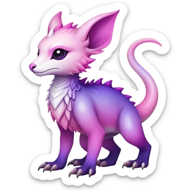 Cool Edgy Purple-pink-white-gradient ethereal badass Fionbri-Vernid-Trico-animal-creature full body sticker