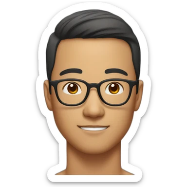Handsome Asian man wear glasses with brown skin sticker