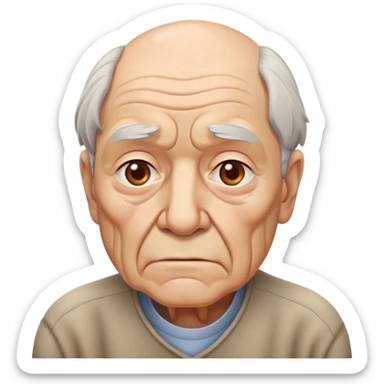 sad elderly man with wrinkles and drooping shoulders looking melancholic sticker