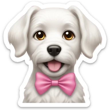 white dog with pink bow sticker