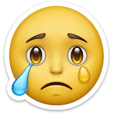 darkened yellow emoji face with tears and a downturned mouth sticker