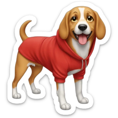 Barking susagedog in red hoodie emoji sticker