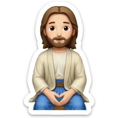 Jesus sitting at a park bench with a group of children in modern outfits sticker