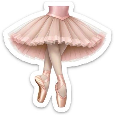 Humanless emoji for Ballet: close-up of key ballet attributes like a pair of pointe shoes, a tutu, and a ballet barre. The icon should capture the elegance and precision of ballet, with a focus on these iconic elements. Transparent background. sticker