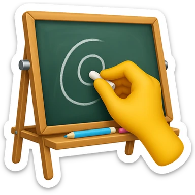 Add a hand drawing something on the classic wooden frame drawing board in emoji style, no background, vibrant and clear colors, simple and concise emoji look sticker