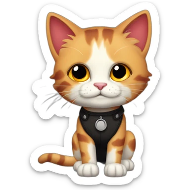 Halloween Meowscles is a buff anthropomorphic calico  cat  he has a shadow design with black  jeans and red crimson  eyes sticker