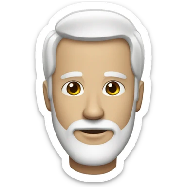 fifty white Man white beard short hair brown eyes sticker