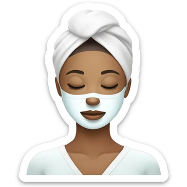 Lady with face mask spa beauty full face relaxing sticker