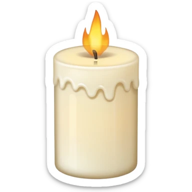 
minimal flat emoji of a white or cream scented candle with three visible flames, soft warm glow, clean vector style, elegant and modern, transparent background sticker