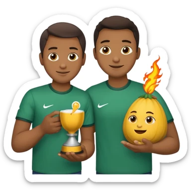 Crie um emoji de um pai e um filho com conjuntos de moleton iguais  sticker