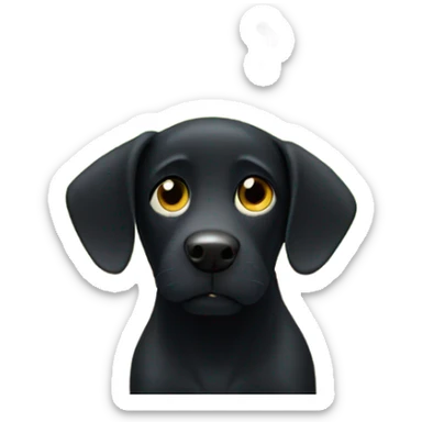Black dog watching cricket sticker
