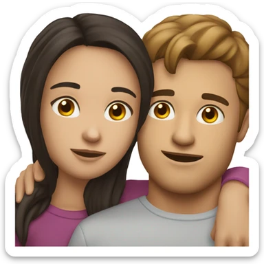 the brunette girl put her head on the shoulder of the brunette guy sticker