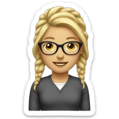 blond Hair tied back with glasses sticker