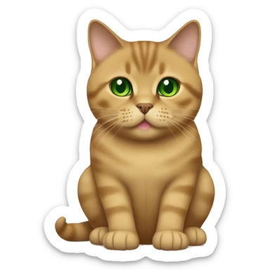 Golden brown british shorthair cat with green eyes sticker
