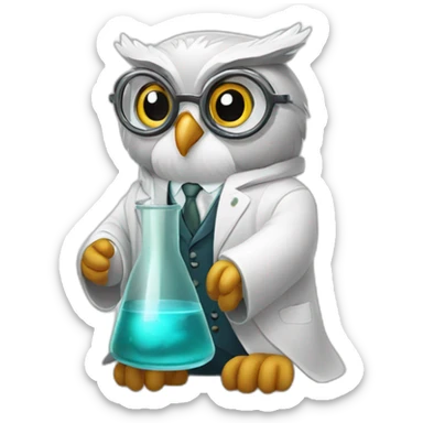 Scientist-Owl-with-cylinder sticker