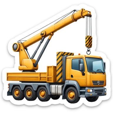 Create a crane truck with a long extendable arm lifting materials. sticker
