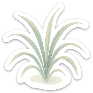 a small cluster of spider plant leaves, watercolor style, delicate brush strokes, soft colors sticker