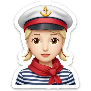 marinera con camiseta de rayas, pañuelo rojo en el cuello y gorra de marinero sticker