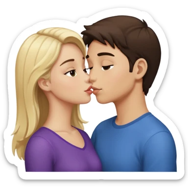 Brunette boy kissing blond girl sticker