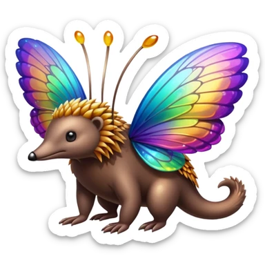 echidna with butterfly wings and sparkle sticker
