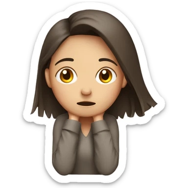 brunette girl with long stressed out with her hands on her head  sticker