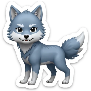 Toony Chibi bluish-silvery Cool Edgy Scarred Badass Ginga Nagareboshi Gin/Silver Fang the wolf (full body) (feral) (4 legs) (canine) sticker