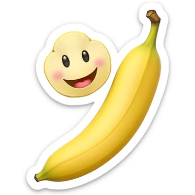 single banana with smiley face on it sticker