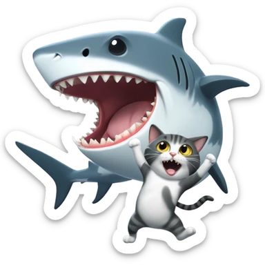 a cat beating a shark in australia sticker