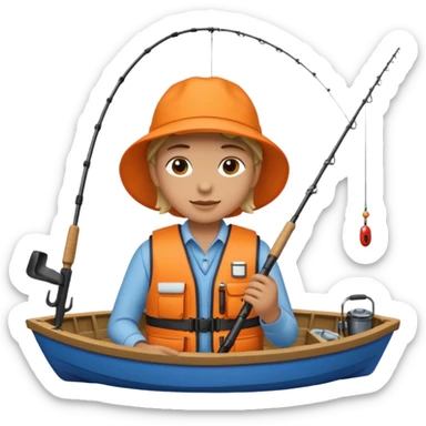 Person inside of a boat fishing sticker