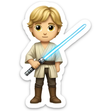 Young Luke Skywalker wielding a light saber sticker