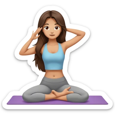 long haired brunette girl yoga sticker