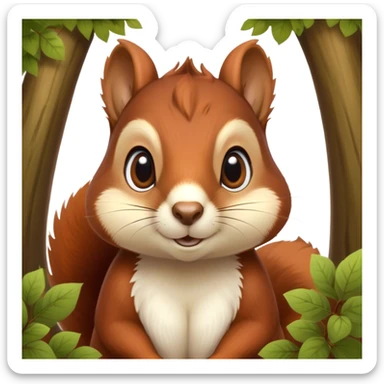 Cinematic Noble Squirrel Portrait Emoji, Poised and regal, with a nimble, agile build and a lush, well-groomed Fur of rich auburn and cream, deep-set soulful bright eyes, Simplified yet sharp and sophisticated features, highly detailed, glowing with a soft, dignified glow, high shine, intelligent and spry, stylized with an air of woodland charm, focused and attentive, soft glowing outline, capturing the essence of a watchful and confident rodent, so majestic it feels as though it could scamper out of the screen with effortless authority! sticker