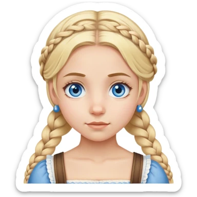 blue eyed blonde girl with milkmaid braids sticker