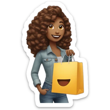 influencer taking selfie with a shopping bag sticker