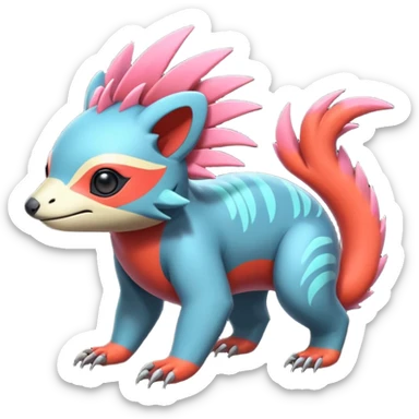  exotic tropical cyber-Sleuth-Sloth-Litten-Linoone-Noibat-Fakémon-Pokémon-Vernid-creature sticker