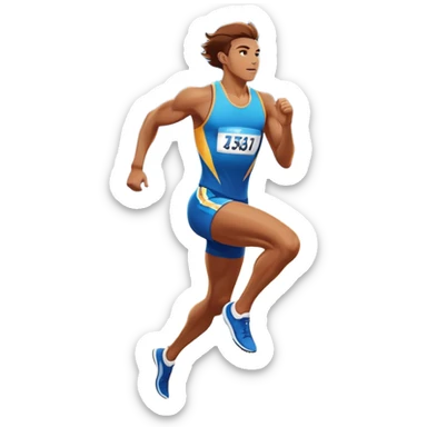 An icon featuring a vibrant stadium with cheering fans, bright lights, and a clear sky. an athlete sprinting on a track, with powerful strides and determination. The athlete's motion is dynamic, emphasizing speed and competition. sticker