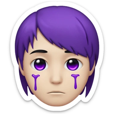 Normal emoji head, but with emo hair and black and purple paint around the eyes like an emo. And it’s looking sad sticker