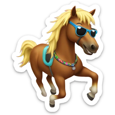 horse with sunglasses dancing rave lights sticker