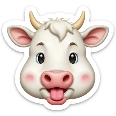 Vaca branca piscando o olhoe com língua pra fora sticker