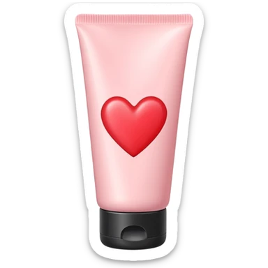 A pastel pink cream lotion tube with a red heart label on it sticker