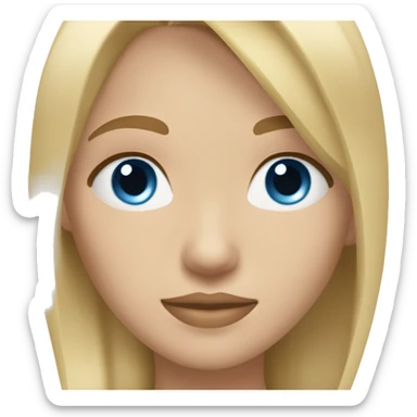 a blonde girl with straight hair blue eyes light skin tone kissy face sticker
