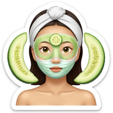 Lady with face mask spa beauty full face relaxing ,With two slices of cucumber on the eye sticker