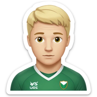 irish rugby player with very short blond hair sticker