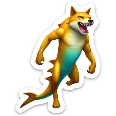 Shiny Colorful Shark-Wolf Full Body sticker