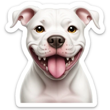 White pitbull holding transgender flag sticker